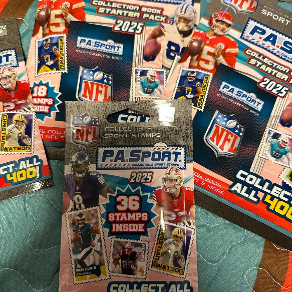 NFL 2025 Collectible Sport Stamps Starter Pack - Blue and Red